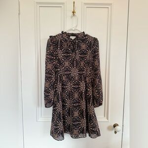 Molly Bracken Black and Pink Patterned Mini Dress